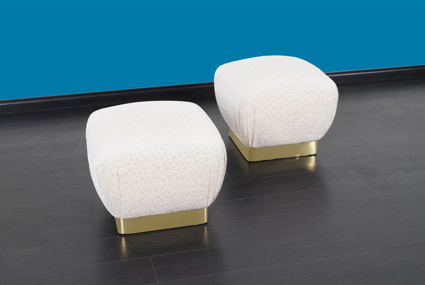 Vintage Brass "Poufs" Ottomans by Marge Carson