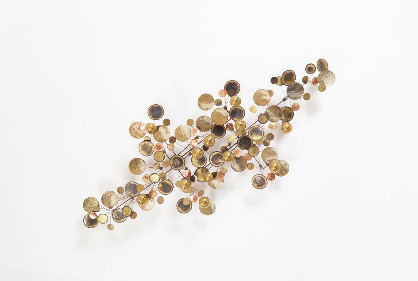 Vintage Brass "Raindrops" Wall Sculpture by Curtis Jere, Signed