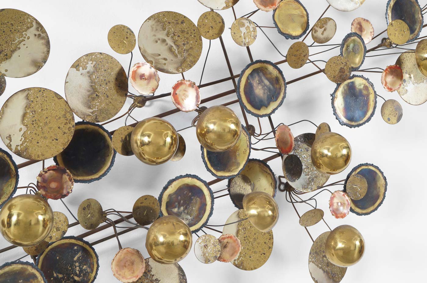 Vintage Brass "Raindrops" Wall Sculpture by Curtis Jere, Signed