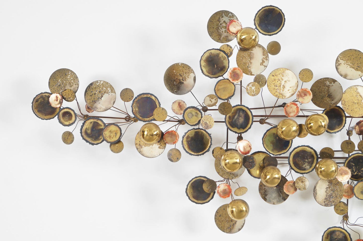 Vintage Brass "Raindrops" Wall Sculpture by Curtis Jere, Signed