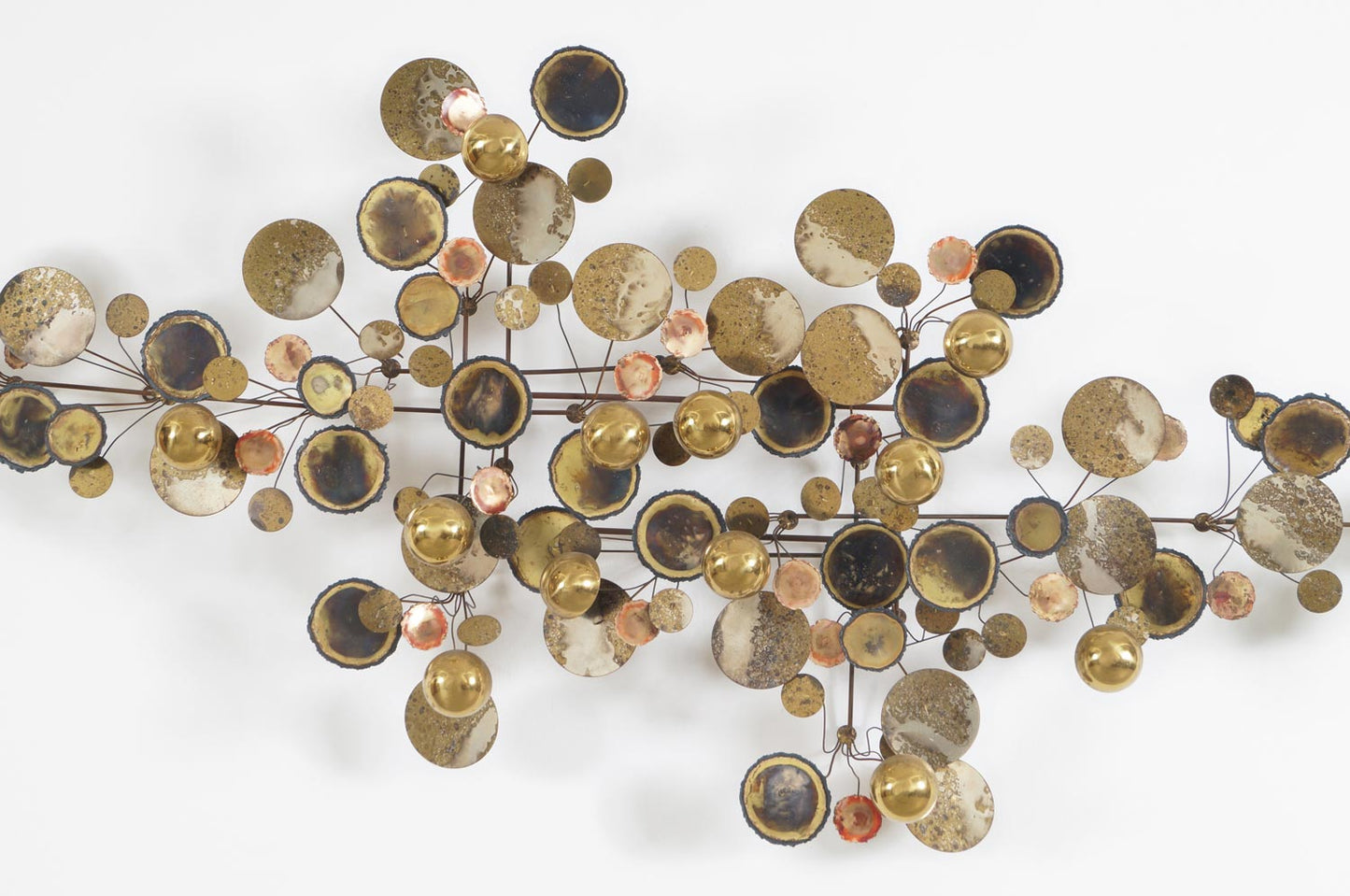 Vintage Brass "Raindrops" Wall Sculpture by Curtis Jere, Signed