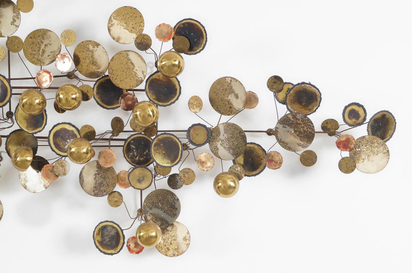 Vintage Brass "Raindrops" Wall Sculpture by Curtis Jere, Signed