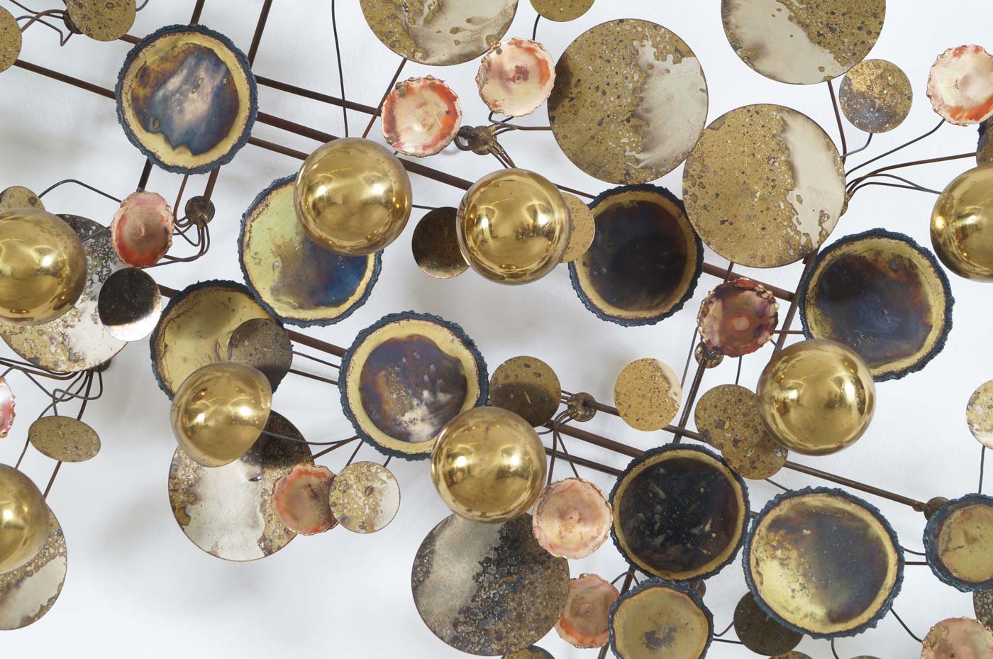 Vintage Brass "Raindrops" Wall Sculpture by Curtis Jere, Signed