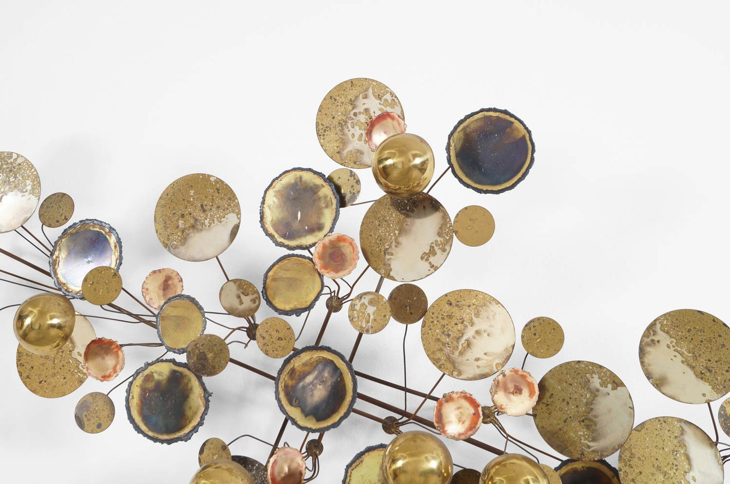 Vintage Brass "Raindrops" Wall Sculpture by Curtis Jere, Signed