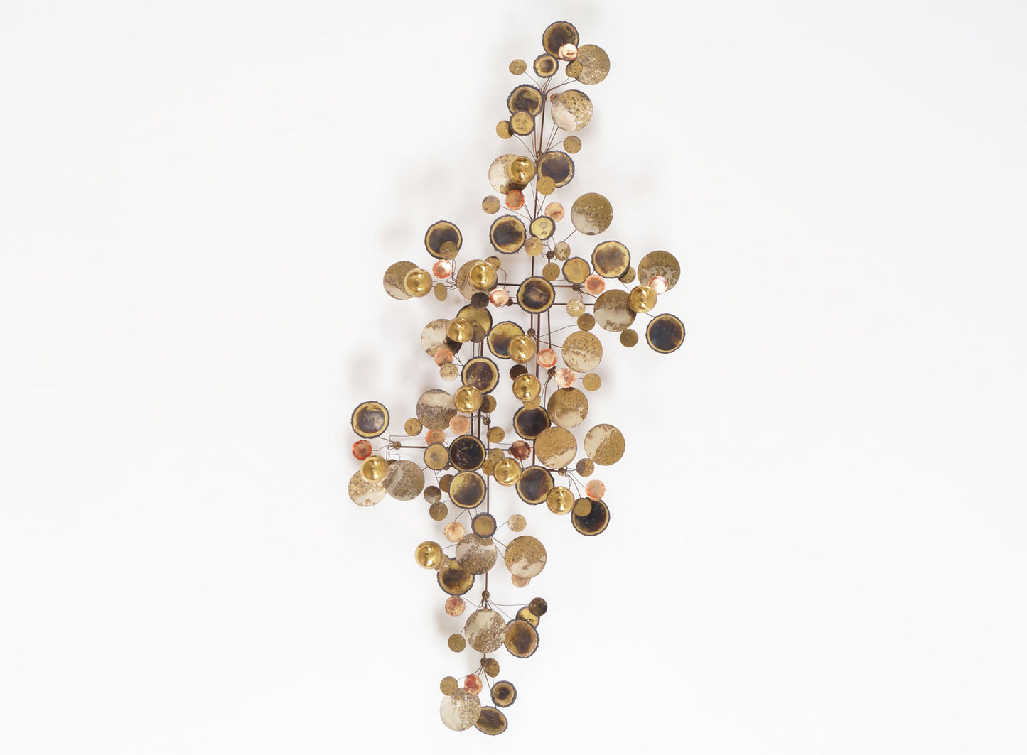 Vintage Brass "Raindrops" Wall Sculpture by Curtis Jere, Signed