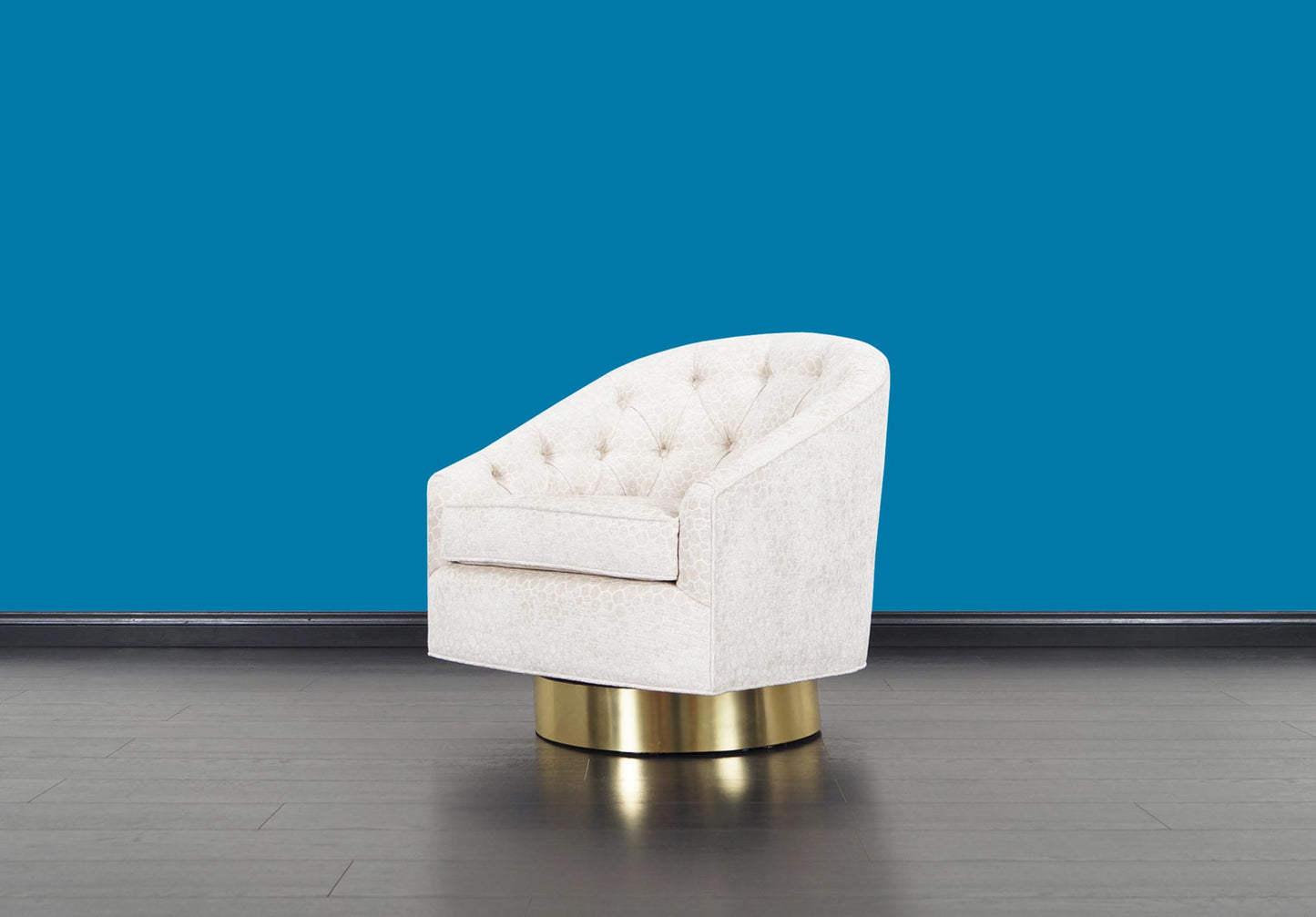 Mid-Century Brass Swivel Lounge Chairs Attributed to Milo Baughman