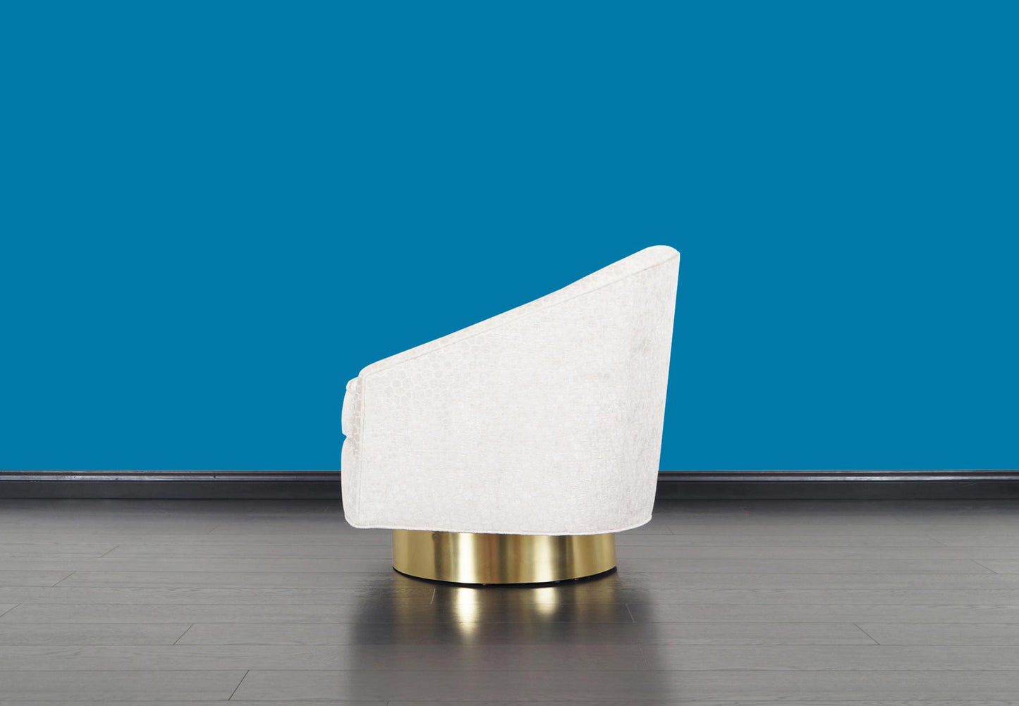 Mid-Century Brass Swivel Lounge Chairs Attributed to Milo Baughman