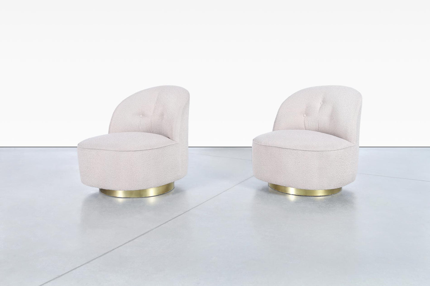 Vintage Brass Swivel Lounge Chairs