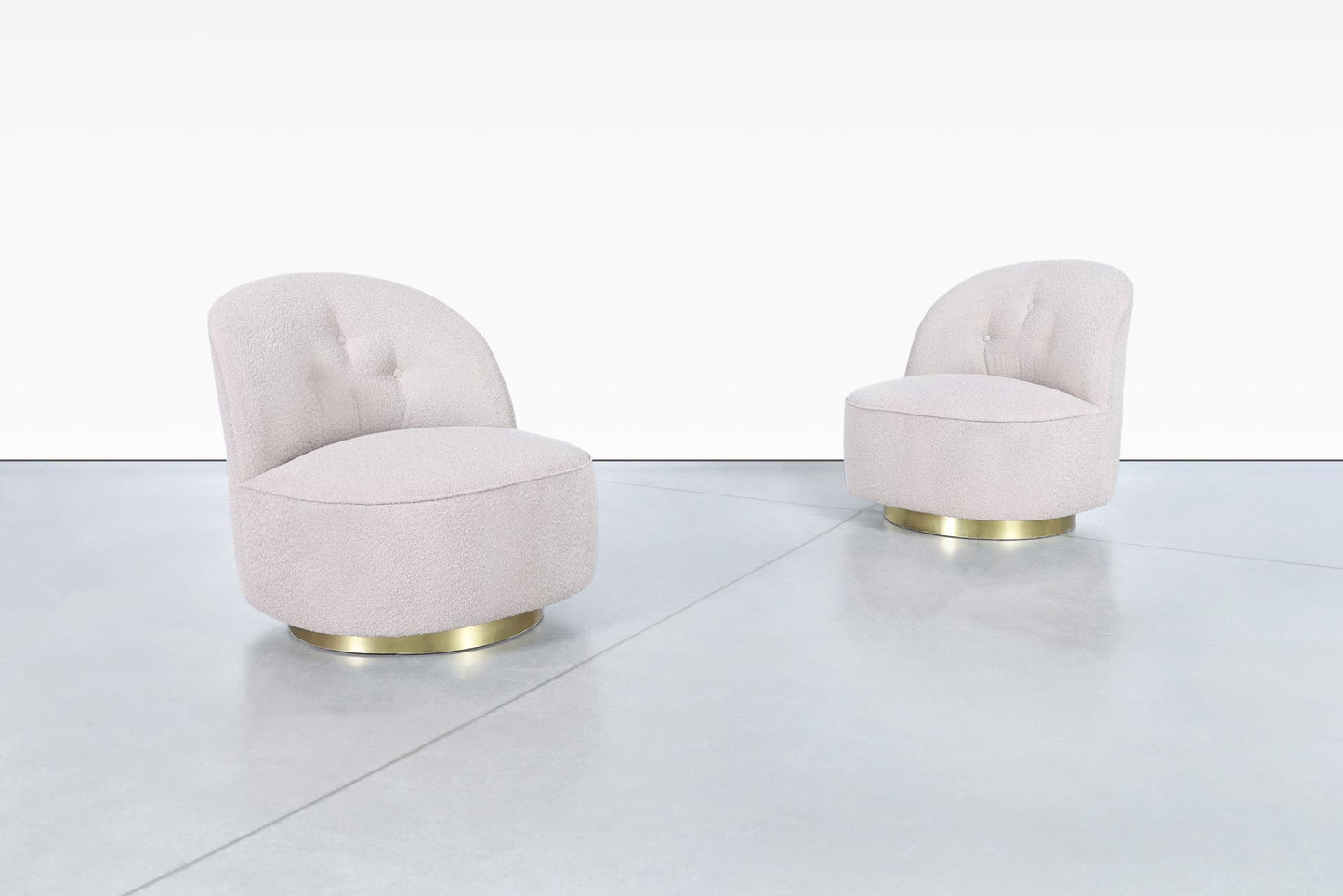 Vintage Brass Swivel Lounge Chairs