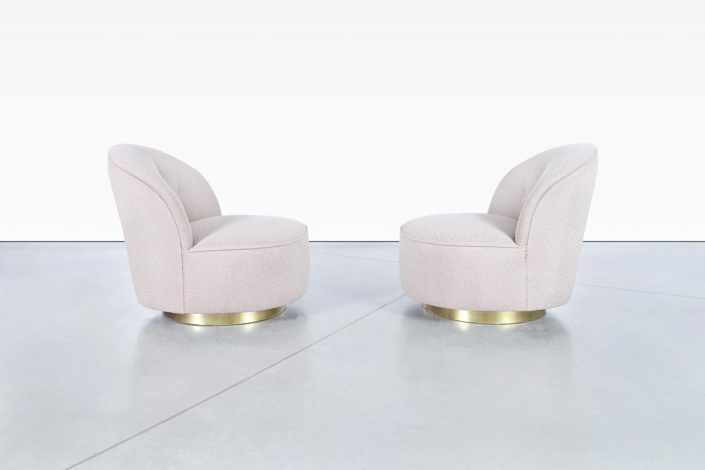 Vintage Brass Swivel Lounge Chairs