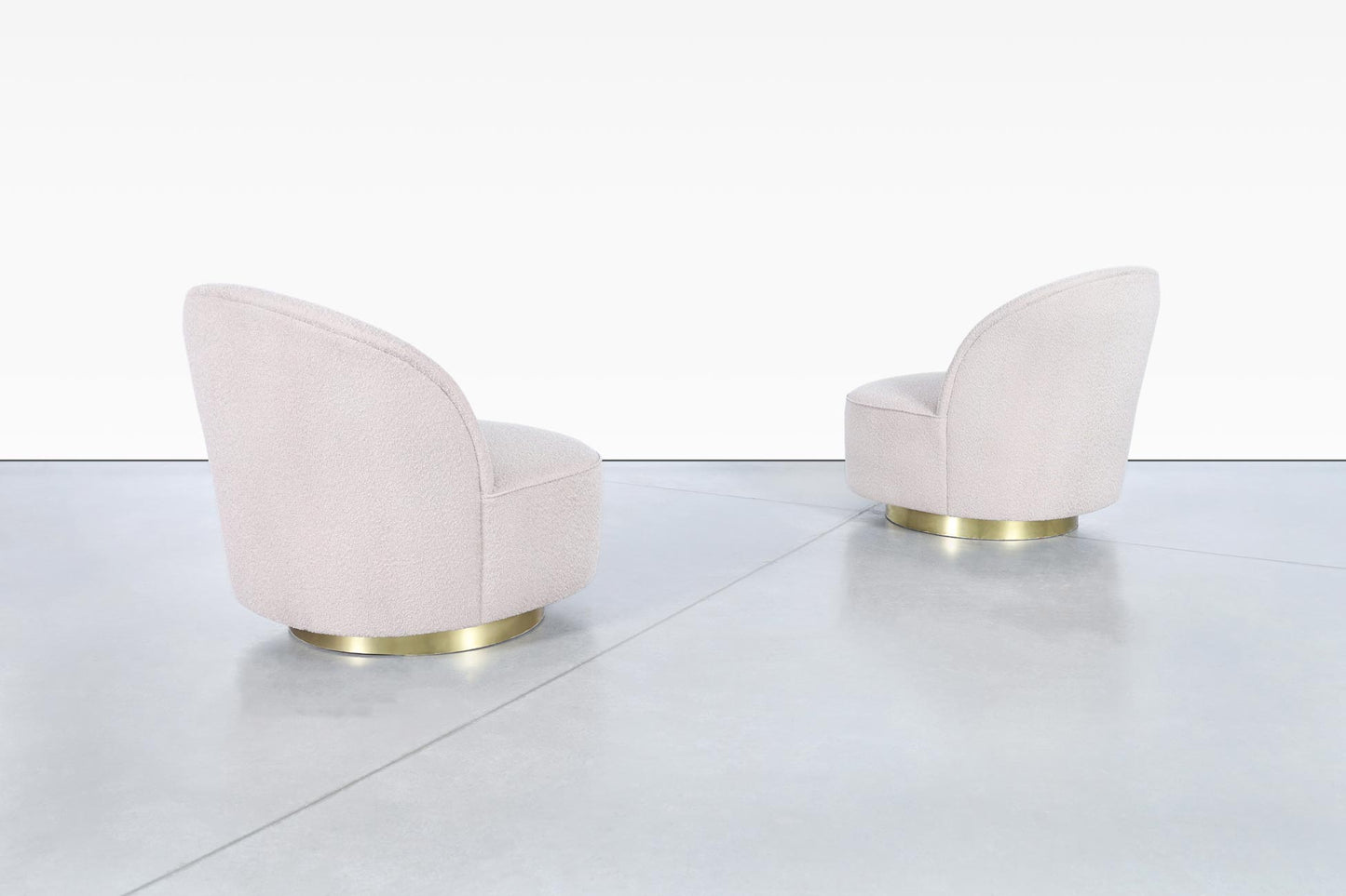 Vintage Brass Swivel Lounge Chairs