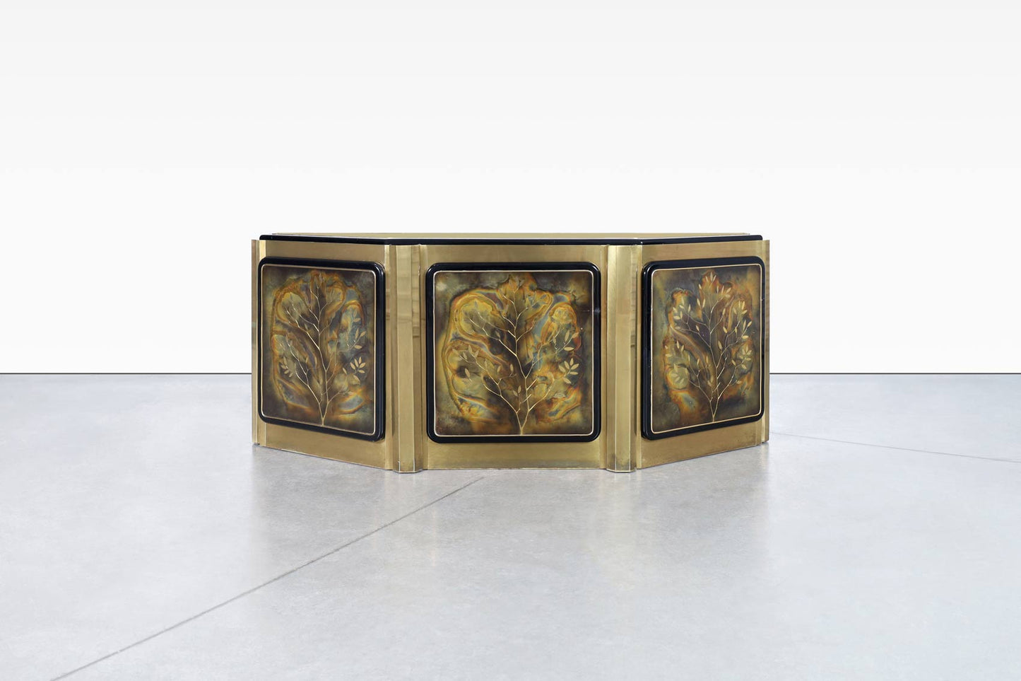Vintage Brass "Tree of Life" Credenza by Bernhard Rohne for Mastercraft