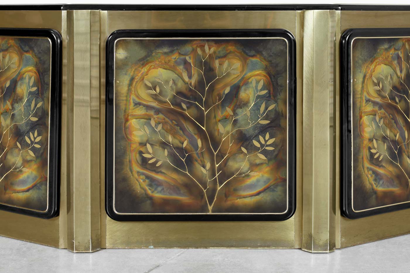 Vintage Brass "Tree of Life" Credenza by Bernhard Rohne for Mastercraft
