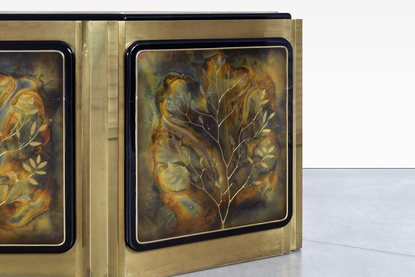 Vintage Brass "Tree of Life" Credenza by Bernhard Rohne for Mastercraft