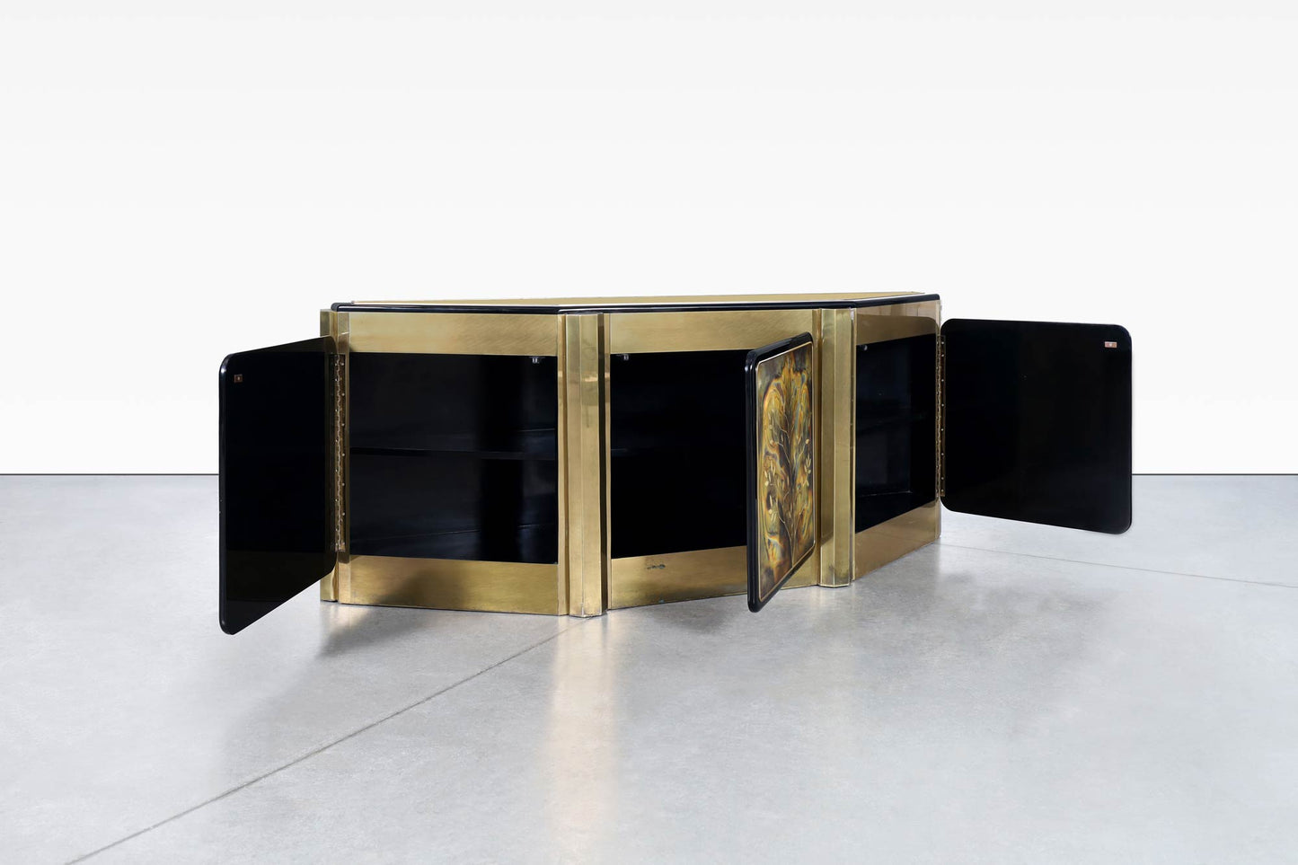 Vintage Brass "Tree of Life" Credenza by Bernhard Rohne for Mastercraft