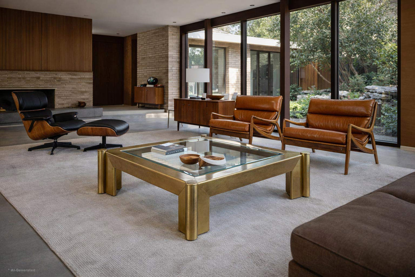 Vintage Brass and Glass Coffee Table Attributed to Mastercraft