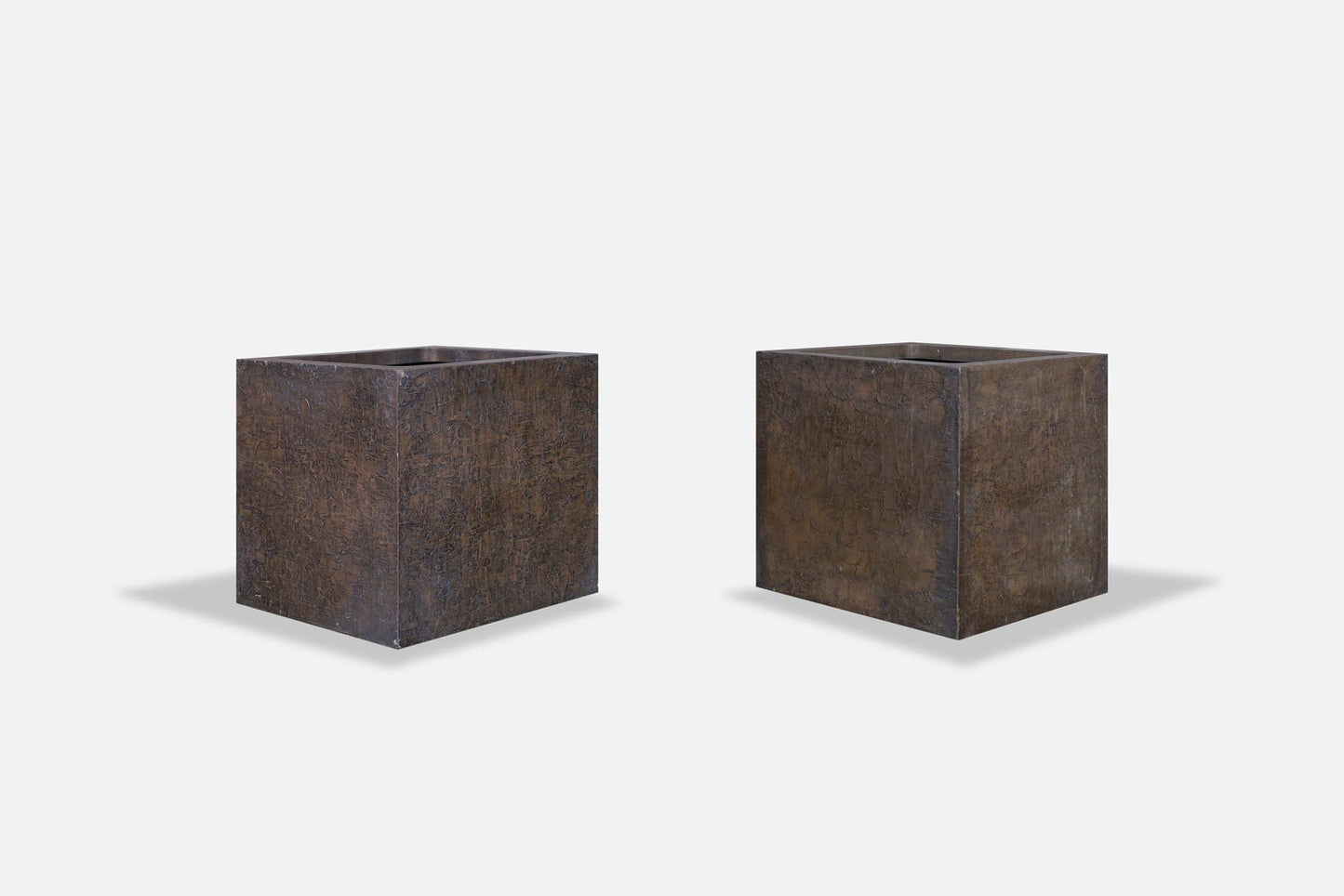 Mid-Century Bronze Resin Square Planters by Forms and Surfaces