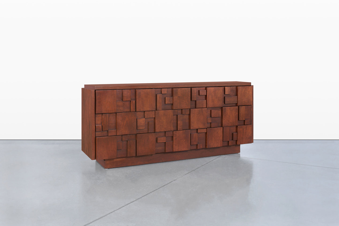 Vintage Brutalist “Staccato” Walnut Dresser by Lane