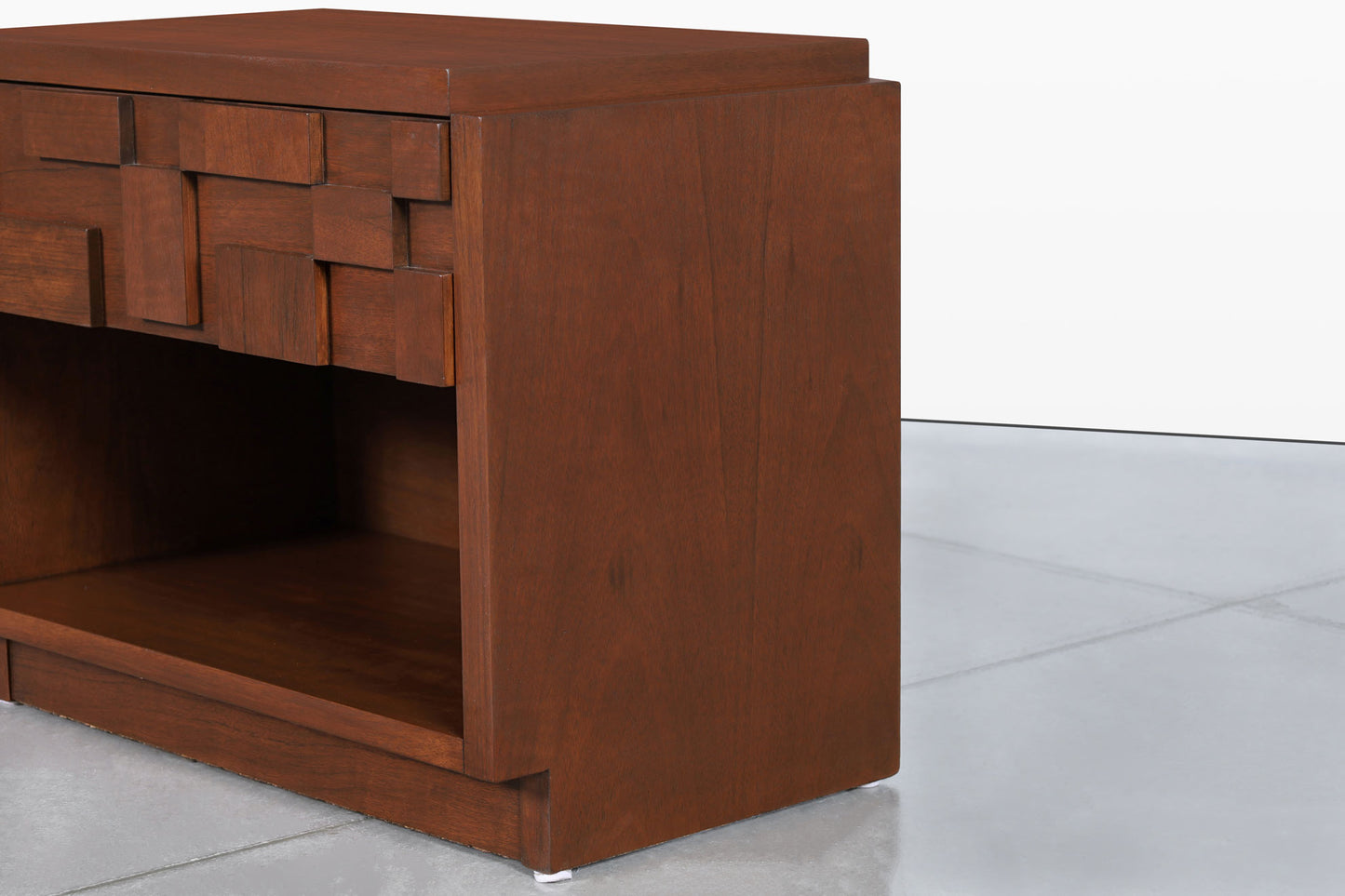 Vintage Brutalist “Staccato” Walnut Nightstands by Lane