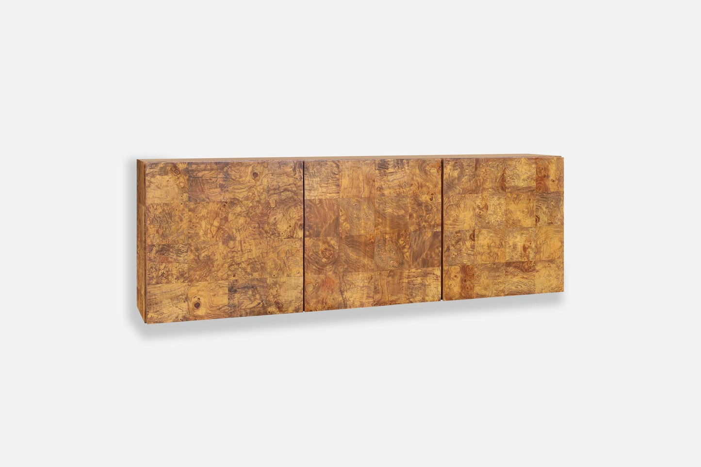 Vintage Burl Wood Wall-Mounted Credenza by Milo Baughman for Thayer Coggin