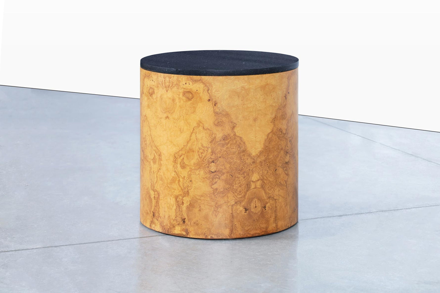 Vintage Burl Wood "Drum" Side Table by Paul Mayen for Habitat International
