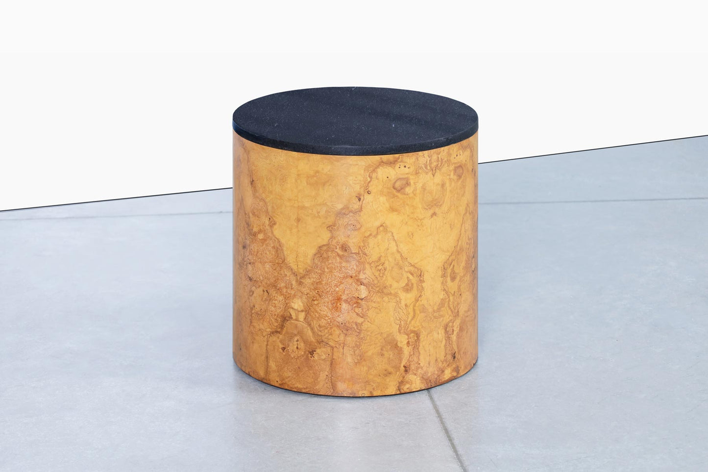 Vintage Burl Wood "Drum" Side Table by Paul Mayen for Habitat International
