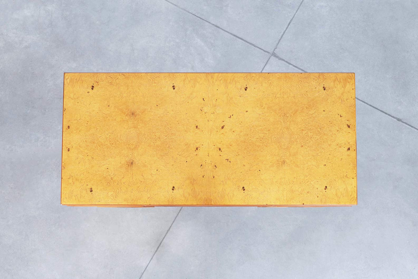 Vintage Burl Wood and Brass Campaign Desk by John Widdicomb