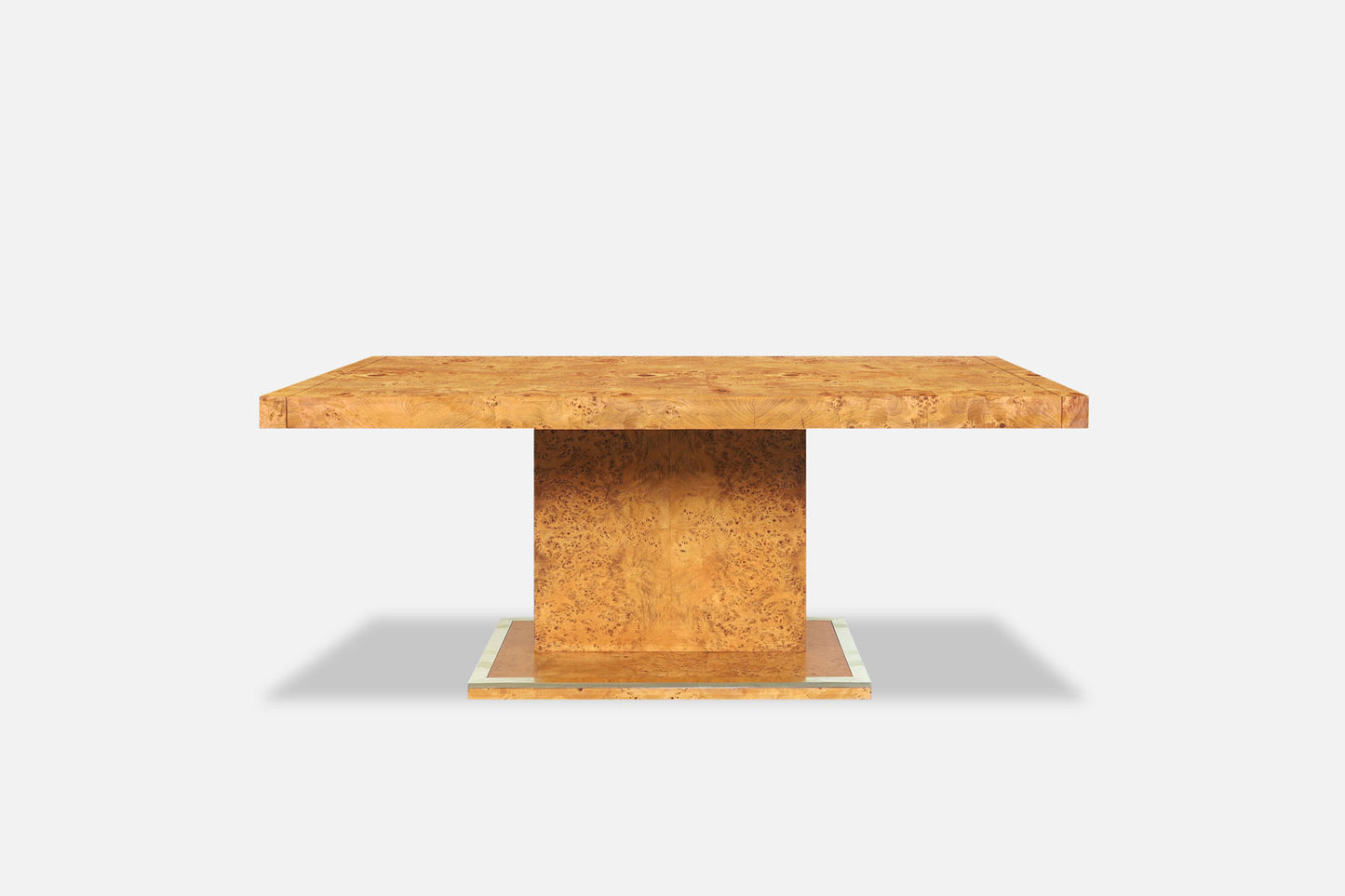 Vintage Burl Wood and Brass Dining Table by Thomasville