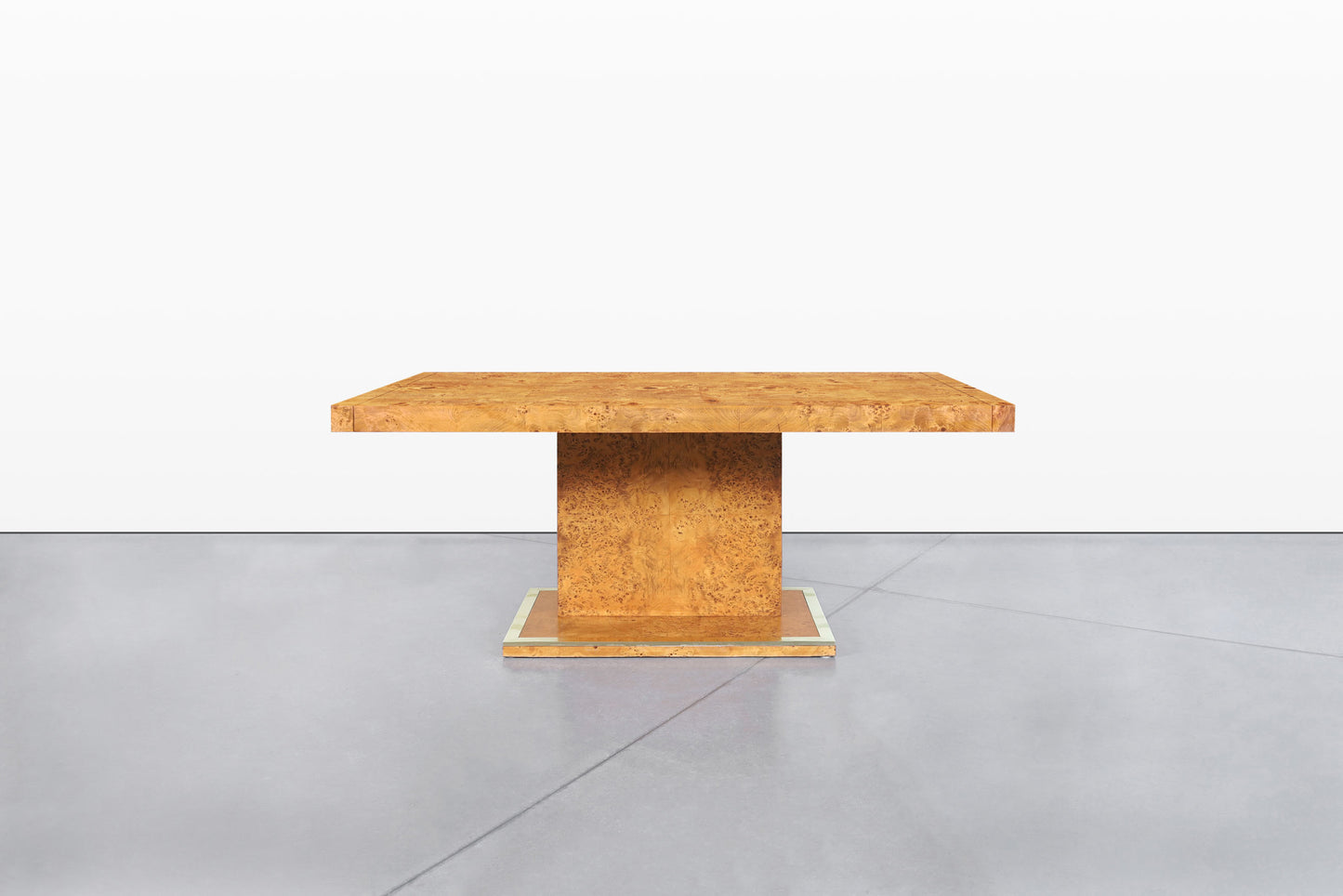 Vintage Burl Wood and Brass Dining Table by Thomasville
