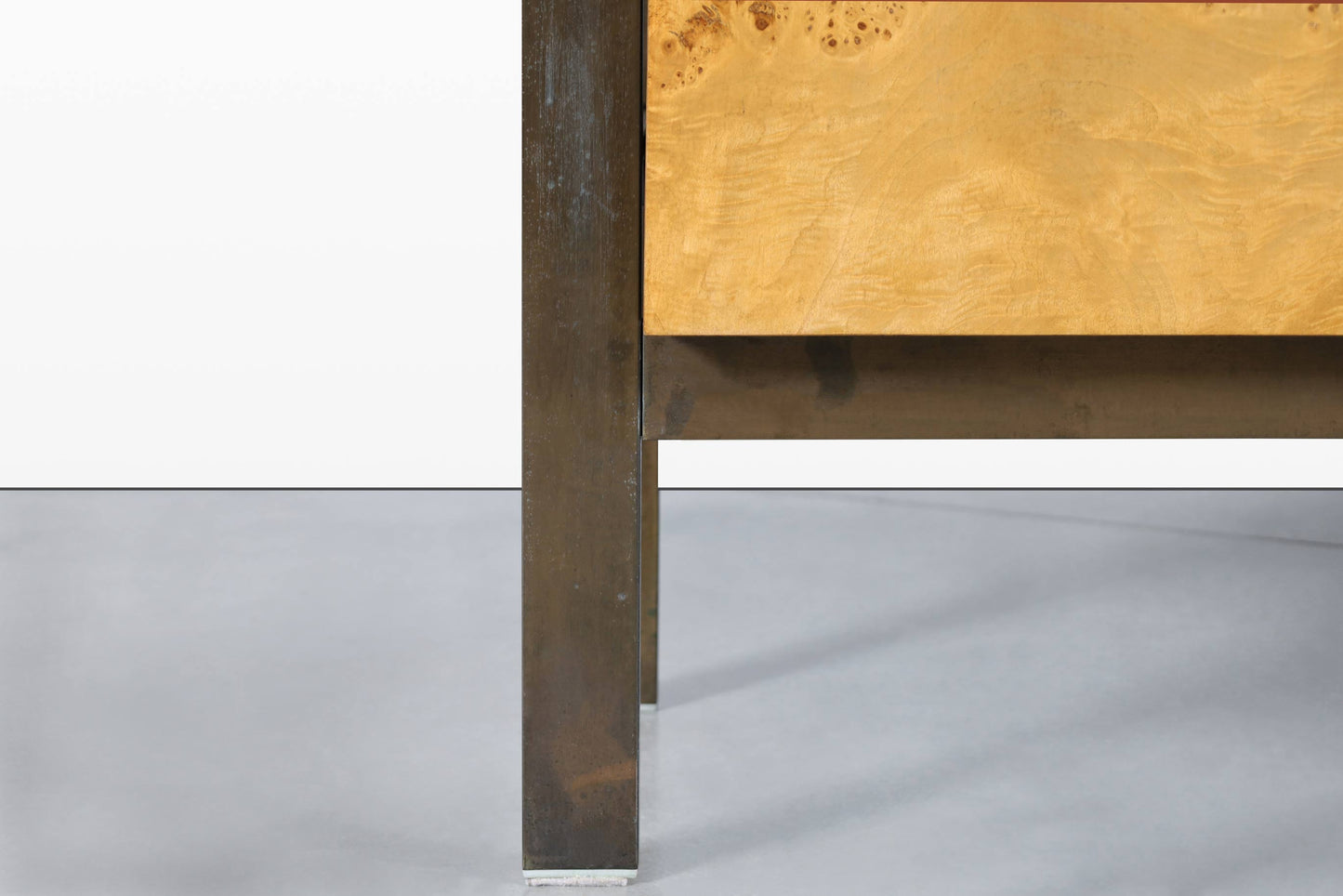 Vintage Burl Wood and Bronze Freestanding Wall Unit by John Stuart