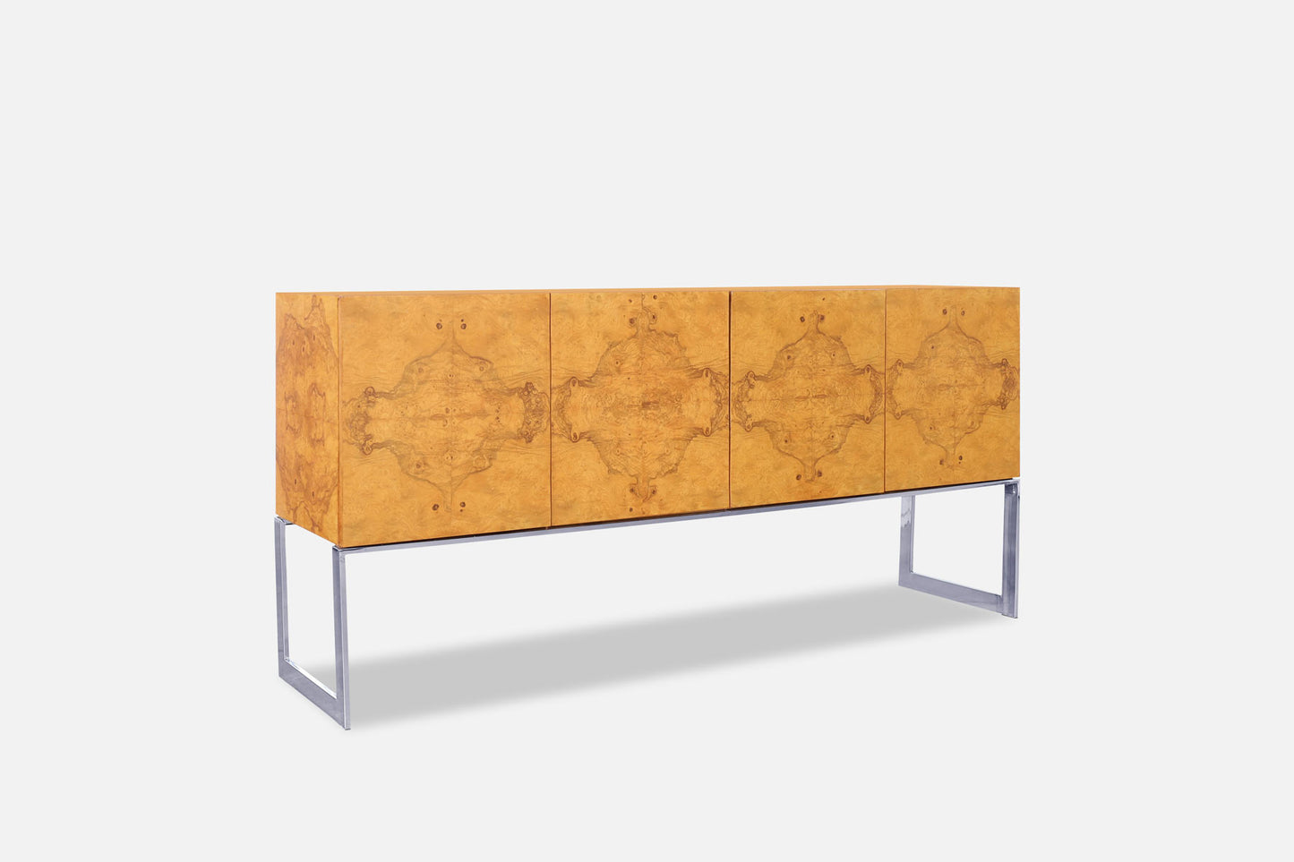 Vintage Burl Wood and Chrome Credenza by Milo Baughman for Thayer Coggin