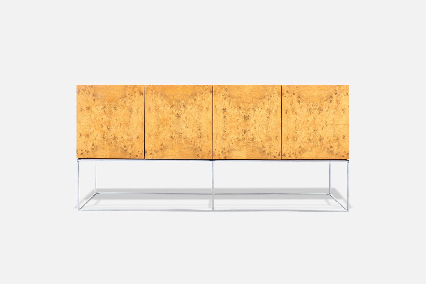 Vintage Burl Wood and Chrome Credenza by Milo Baughman for Thayer Coggin