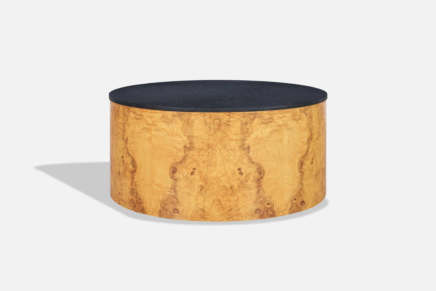 Vintage Burl Wood and Granite "Drum" Coffee Table by Paul Mayen