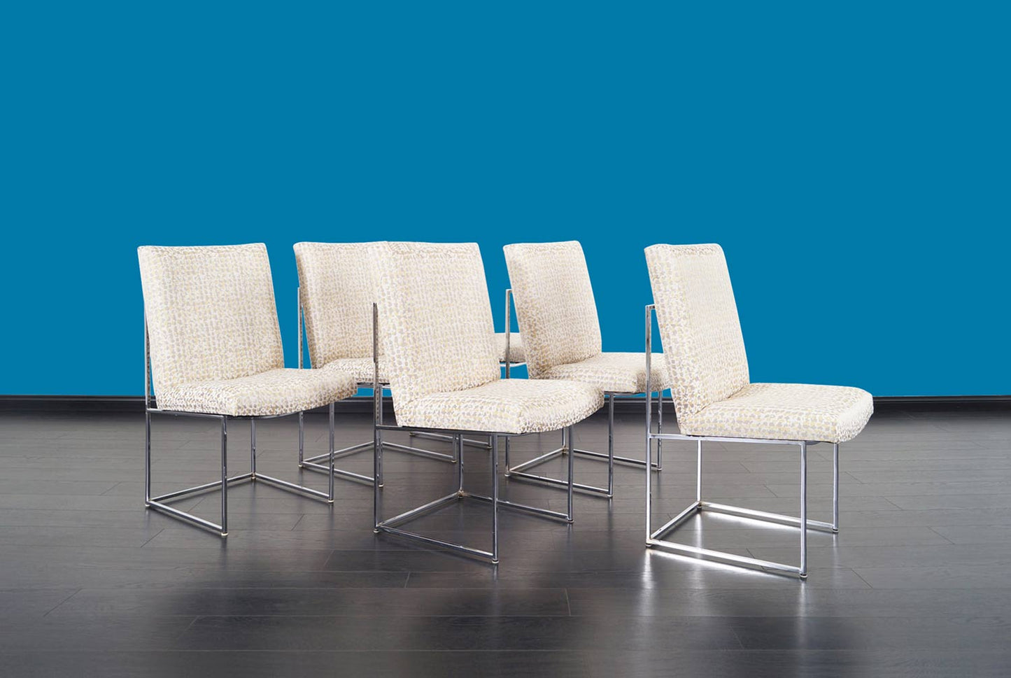 Vintage Chrome "Thin Line" Dining Chairs by Milo Baughman