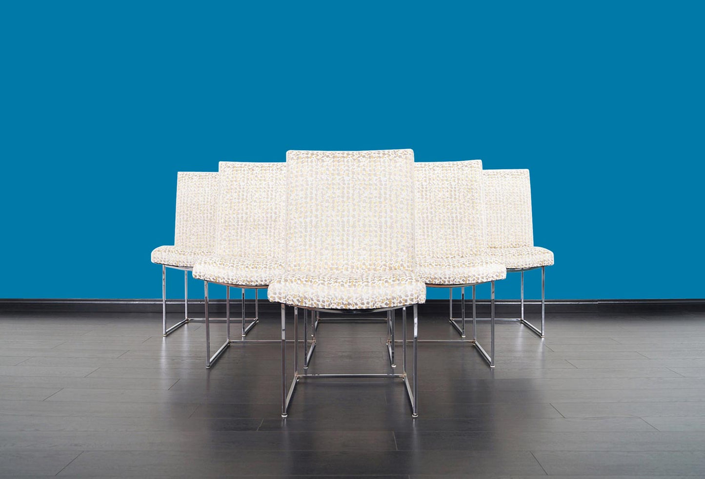 Vintage Chrome "Thin Line" Dining Chairs by Milo Baughman