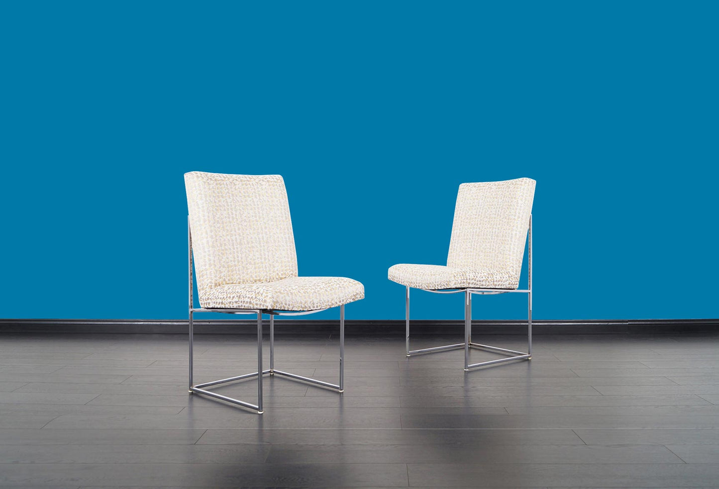 Vintage Chrome "Thin Line" Dining Chairs by Milo Baughman