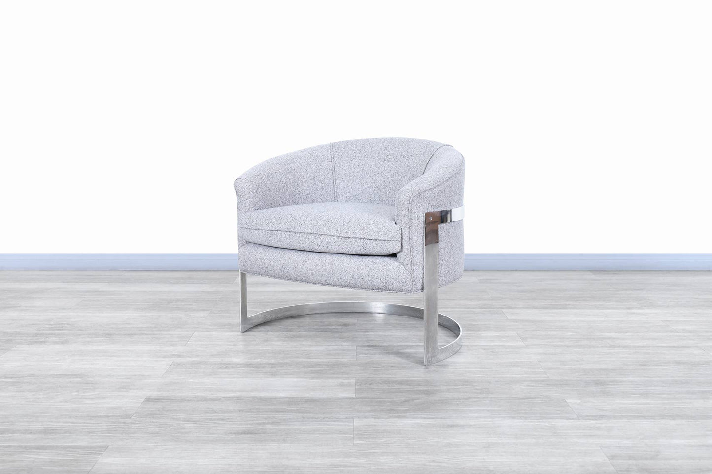 Vintage Chrome "Barrel" Lounge Chairs Attributed to Milo Baughman