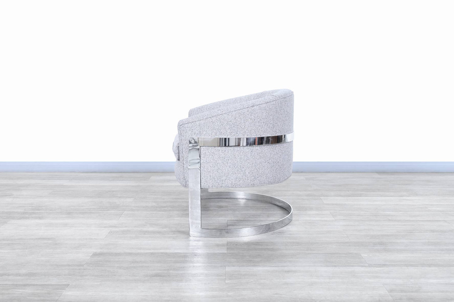 Vintage Chrome "Barrel" Lounge Chairs Attributed to Milo Baughman