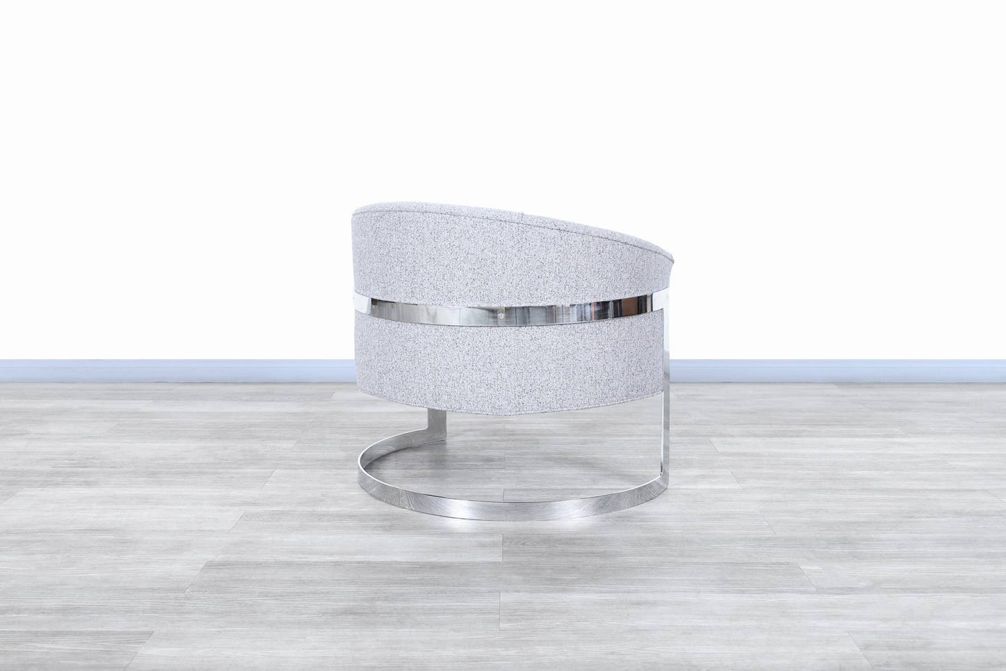 Vintage Chrome "Barrel" Lounge Chairs Attributed to Milo Baughman