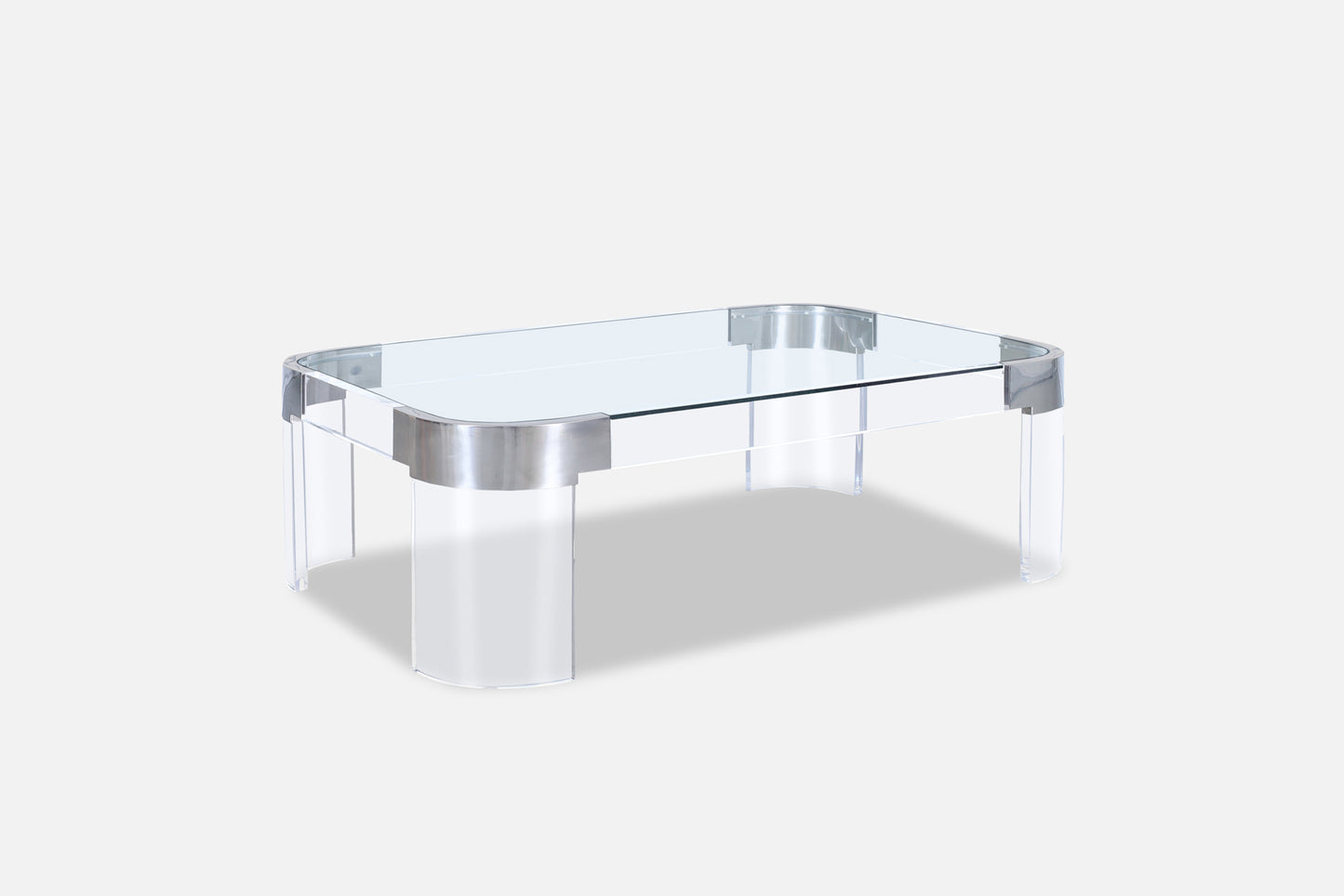 Vintage Chrome and Lucite “Waterfall” Coffee Table by Charles Hollis Jones