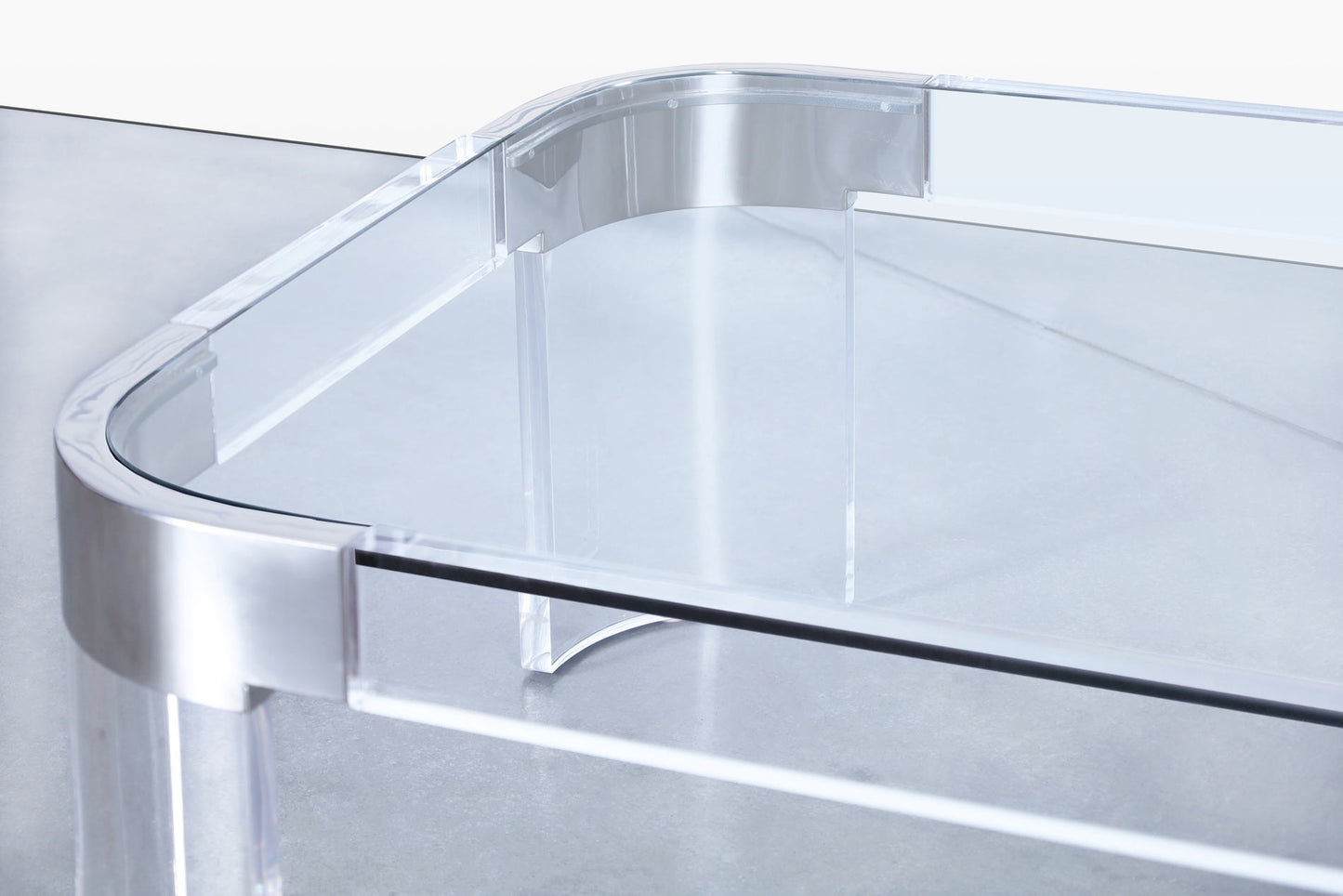 Vintage Chrome and Lucite “Waterfall” Coffee Table by Charles Hollis Jones