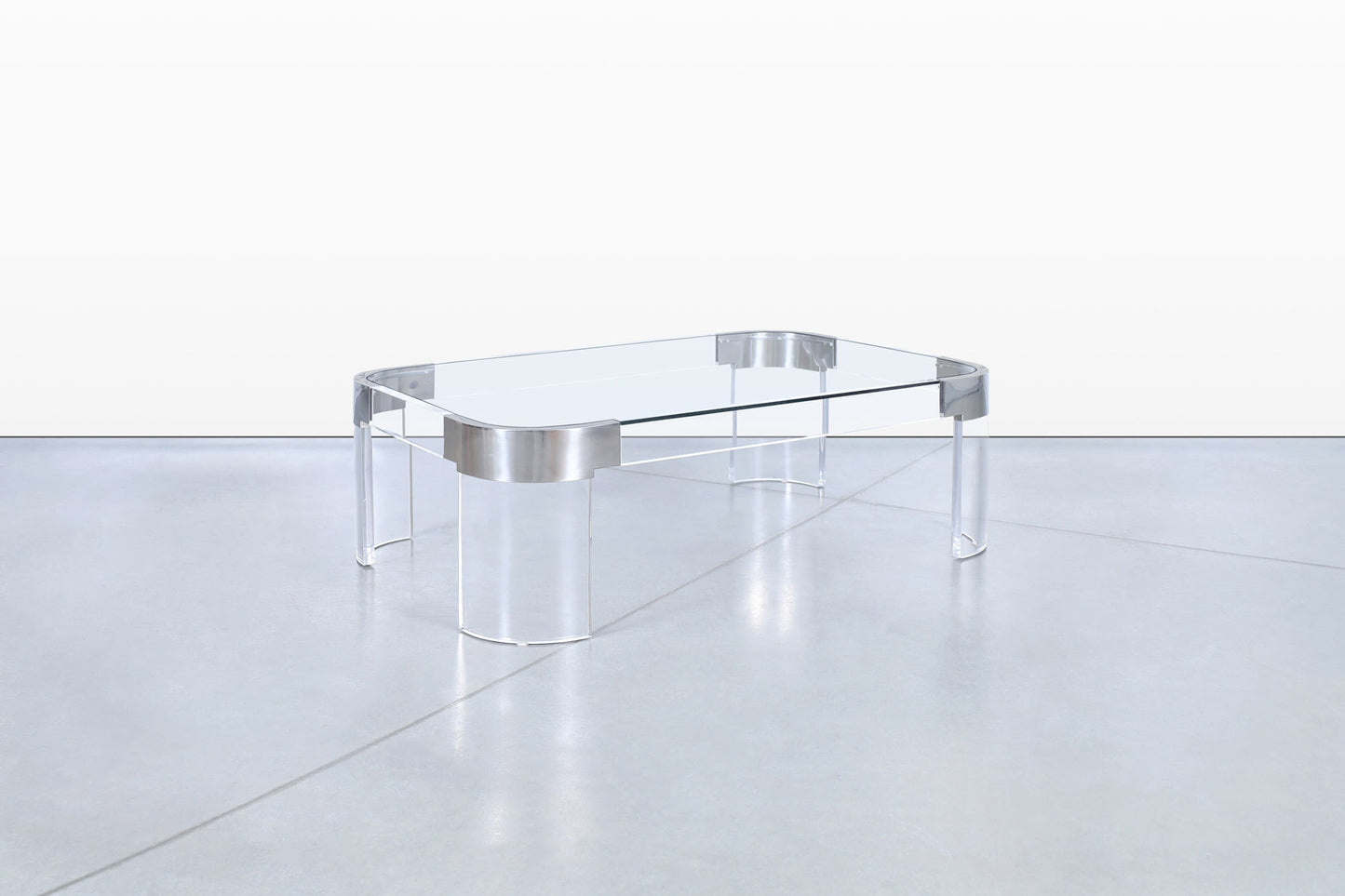 Vintage Chrome and Lucite “Waterfall” Coffee Table by Charles Hollis Jones