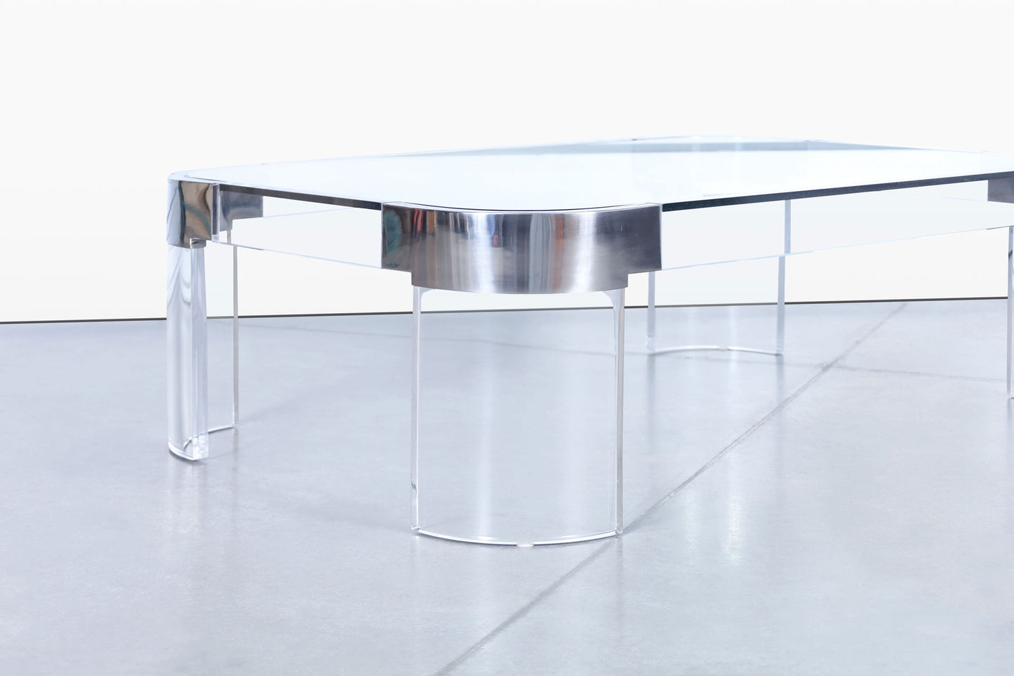 Vintage Chrome and Lucite “Waterfall” Coffee Table by Charles Hollis Jones