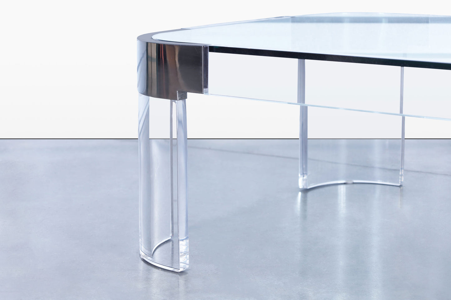 Vintage Chrome and Lucite “Waterfall” Coffee Table by Charles Hollis Jones