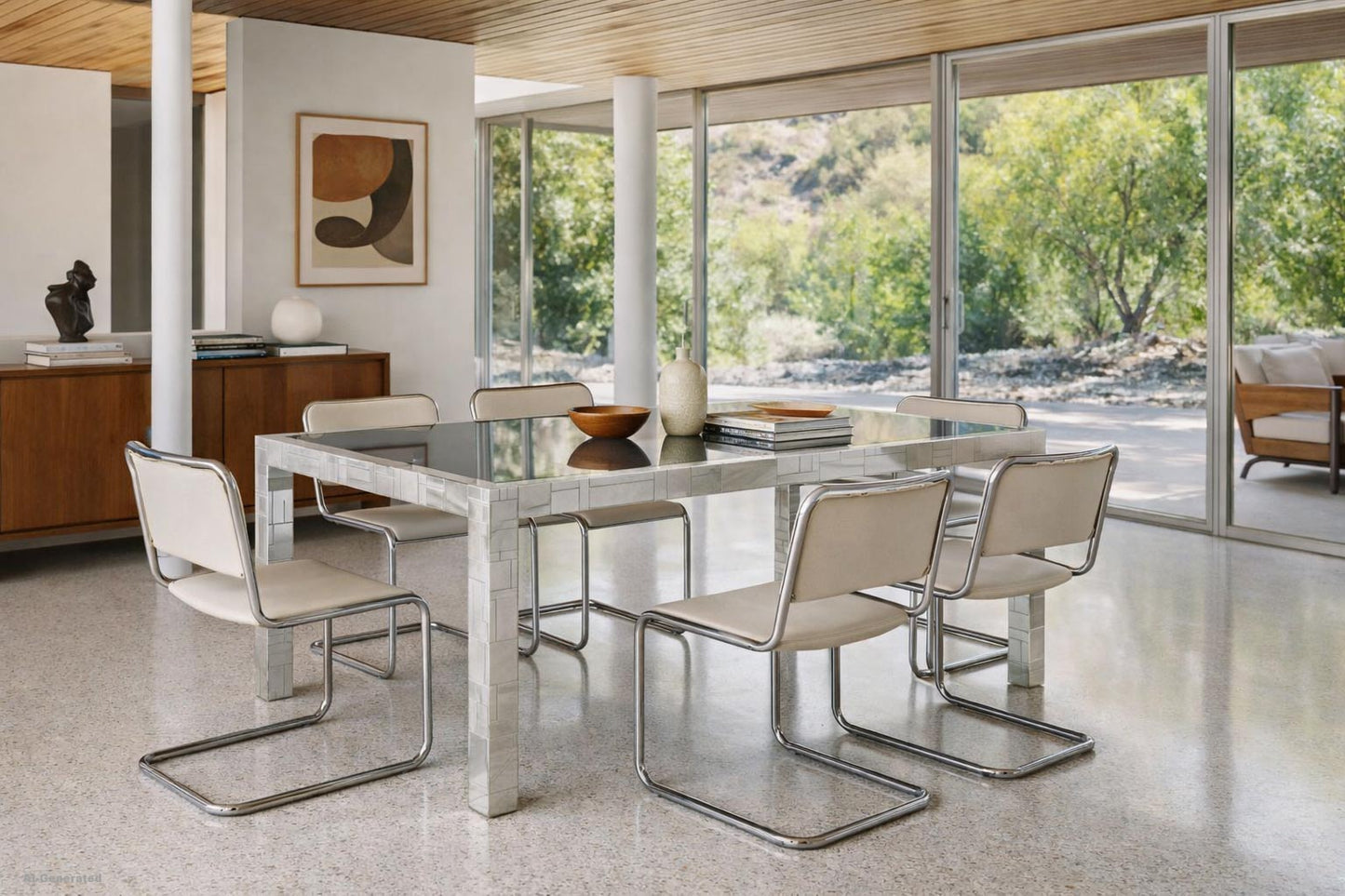 Vintage “Cityscape” Chrome Dining Table by Paul Evans for Directional, 1970s