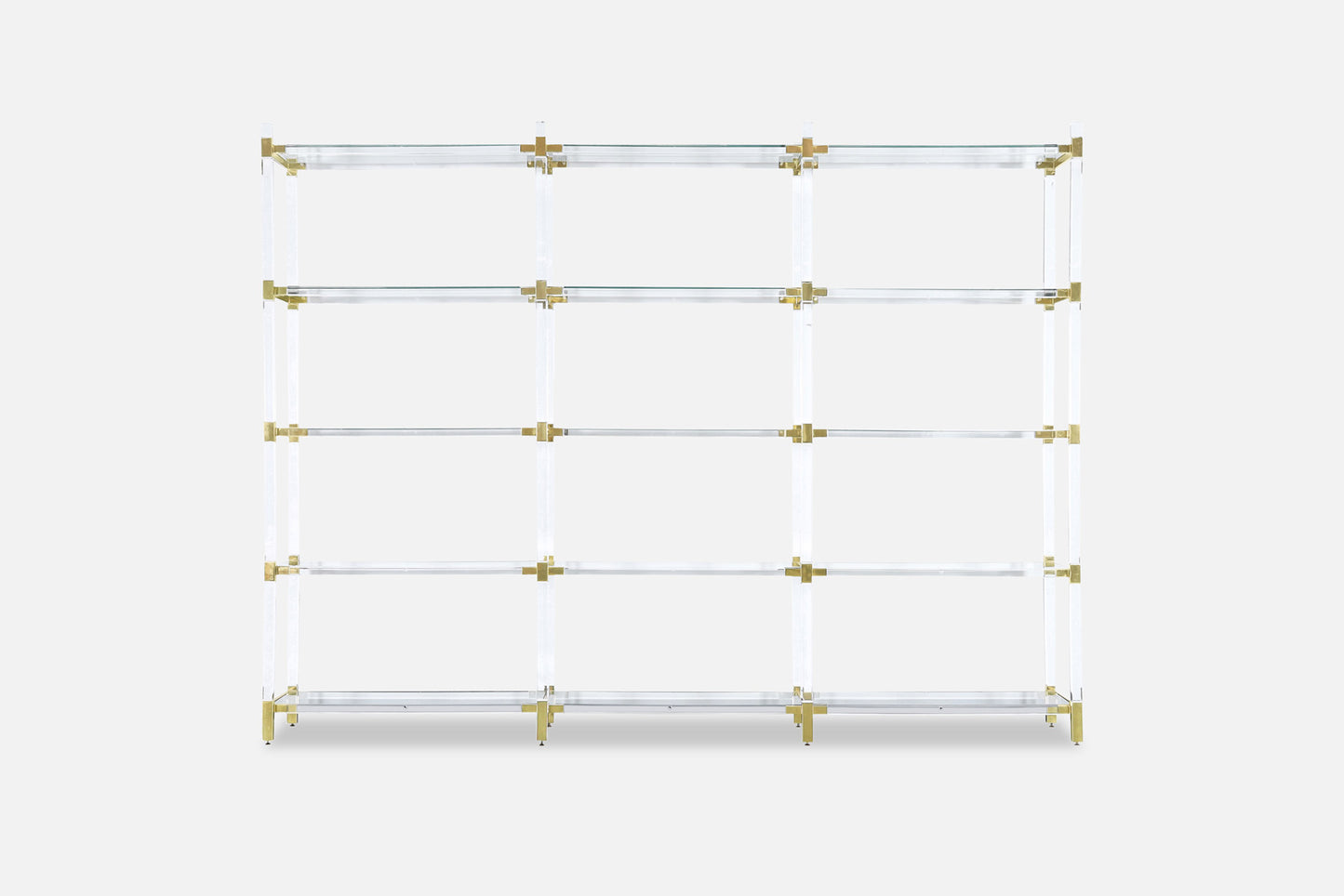 Vintage Custom Shelving Unit in Lucite and Brass by Charles Hollis Jones