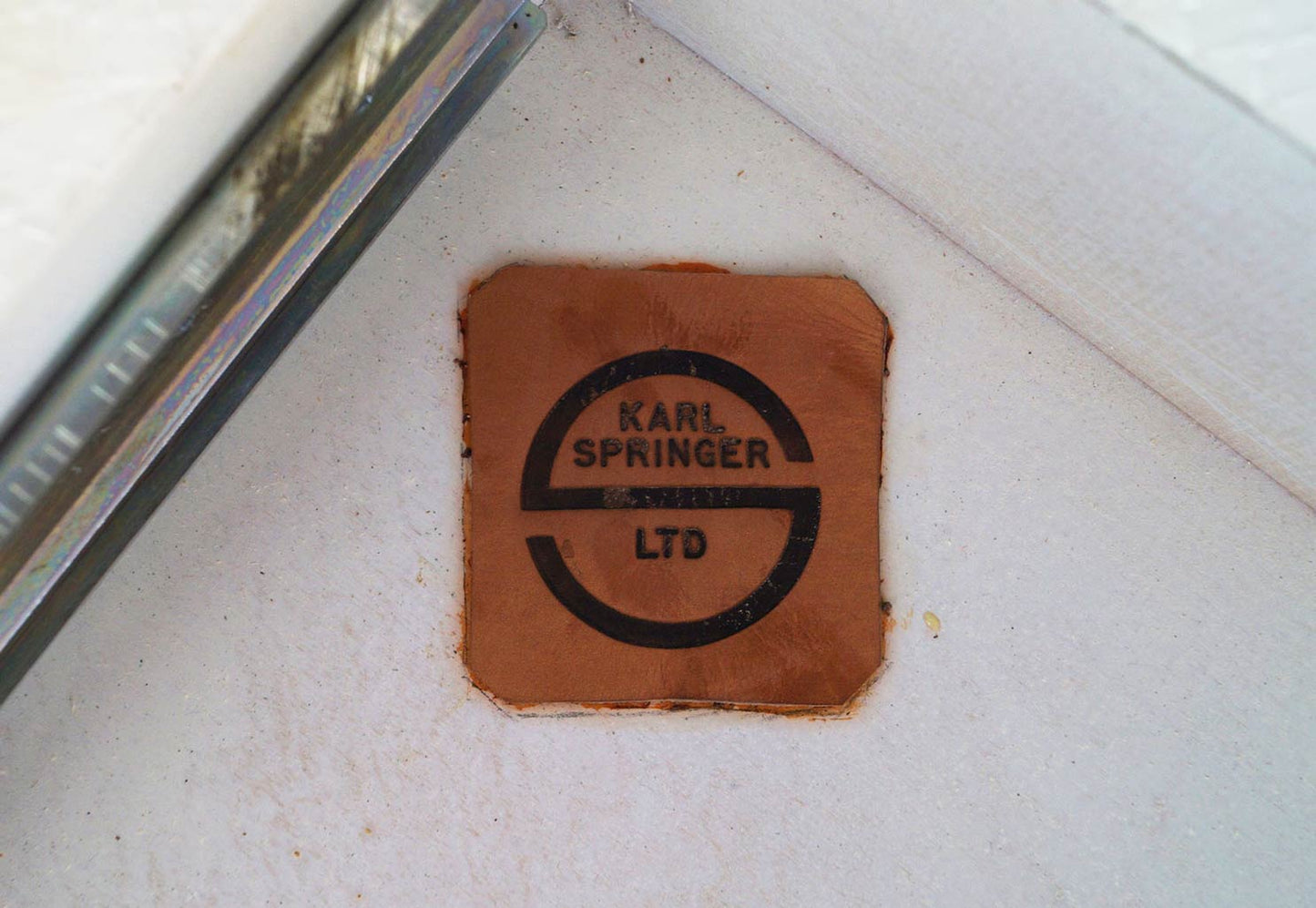 Vintage Embossed Leather Desk by Karl Springer