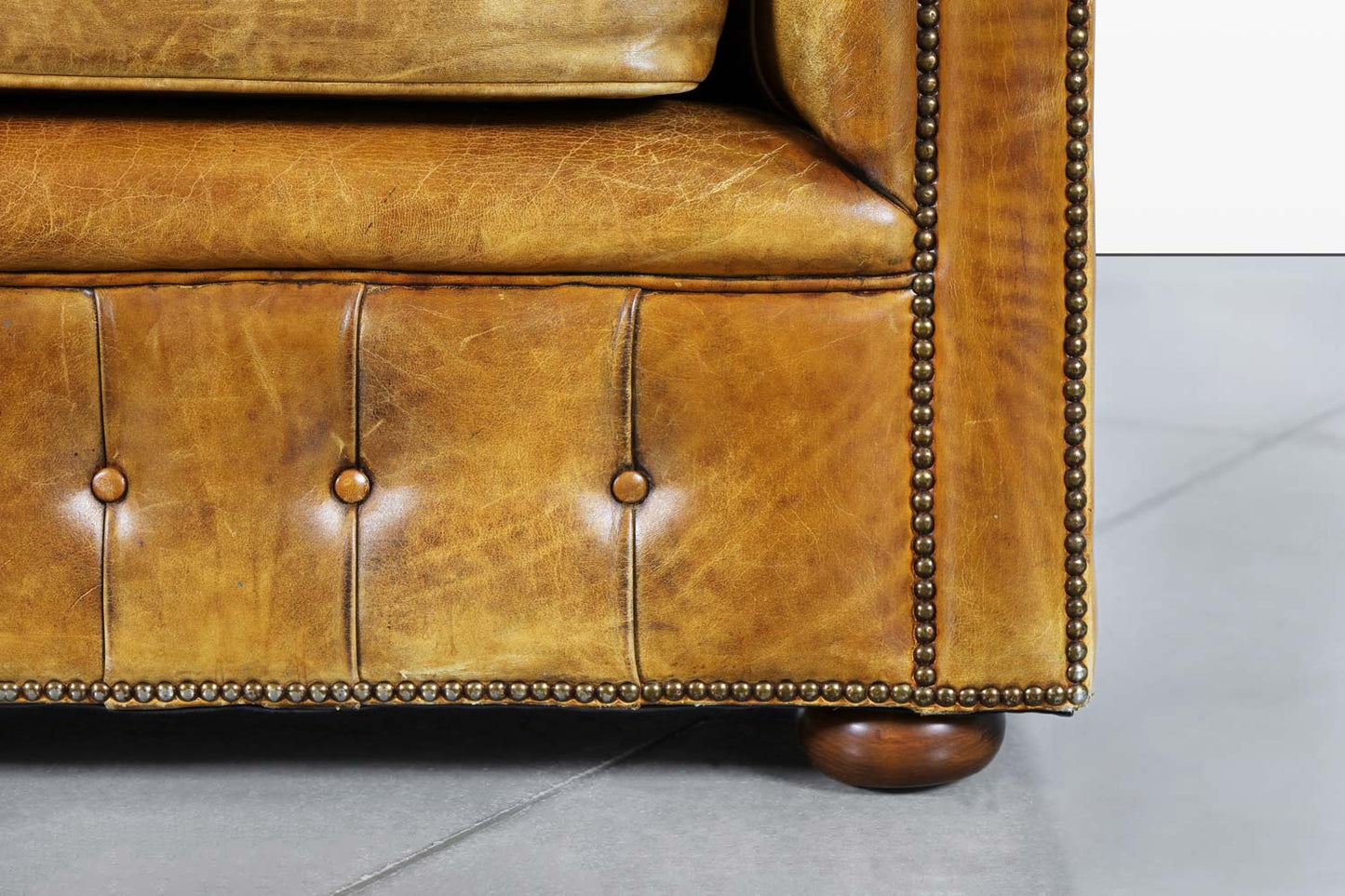 Vintage English Leather Chesterfield Club Chairs