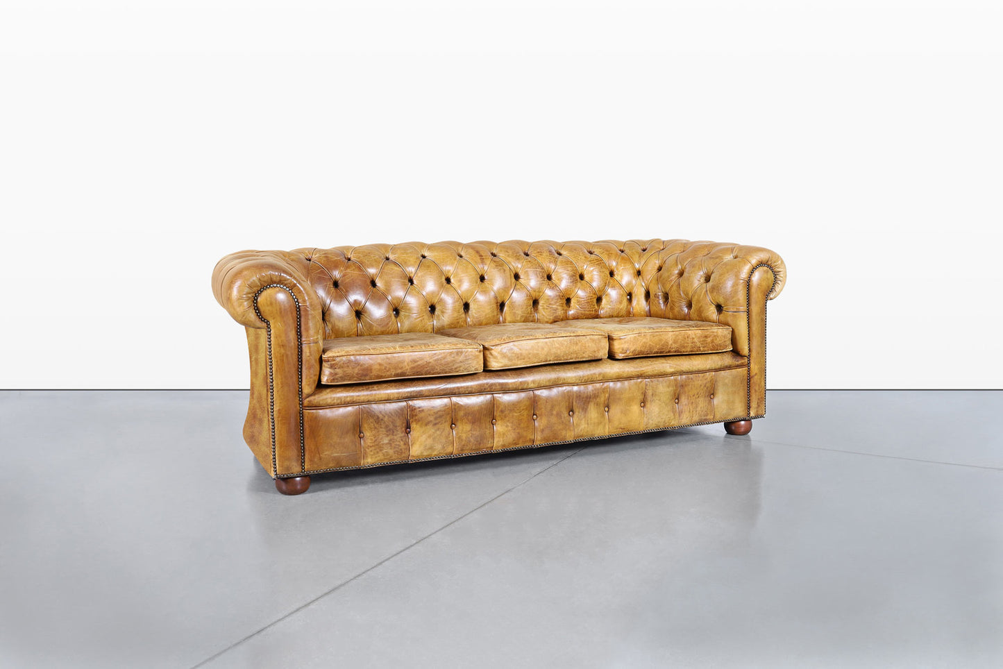 Vintage English Leather Chesterfield Sofa