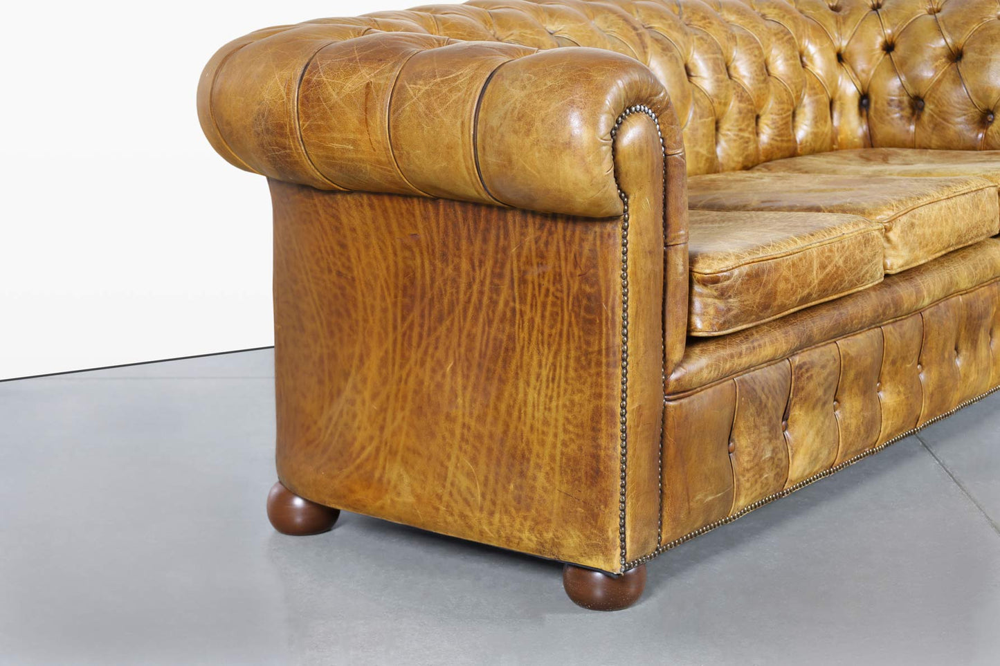 Vintage English Leather Chesterfield Sofa